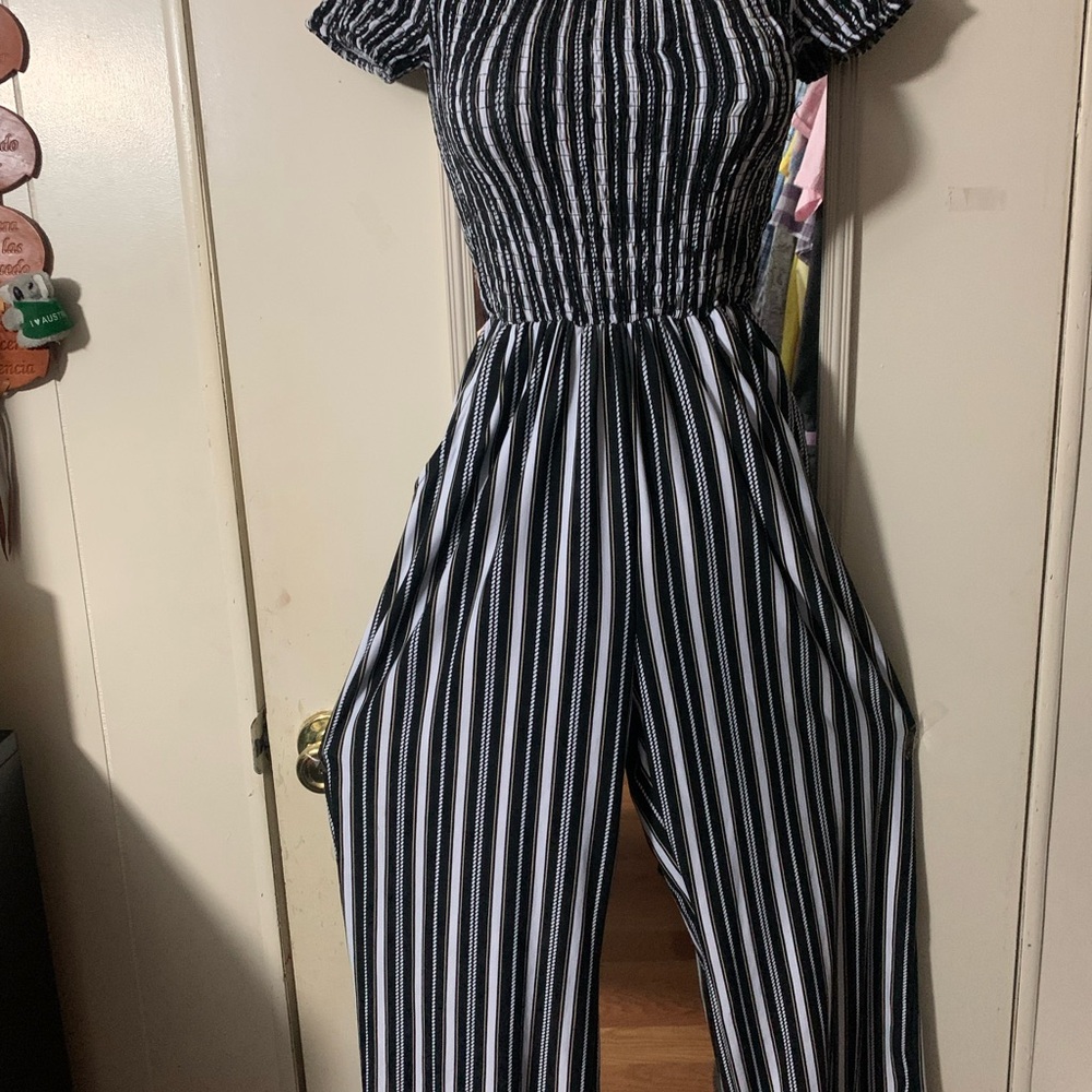 Striped Black and White Jumpsuit
